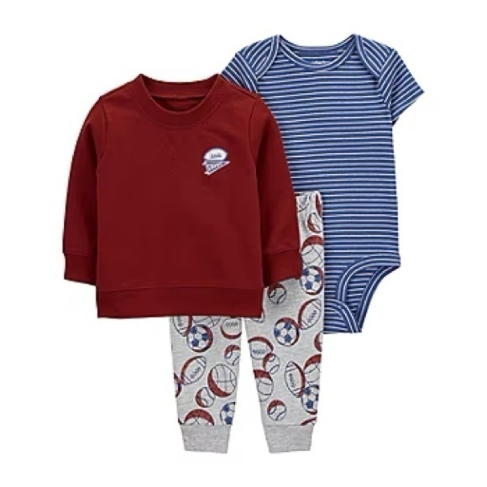 Carters • NWT Burgundy Football Little Champ 3 Piece Set - Picture 1 of 7